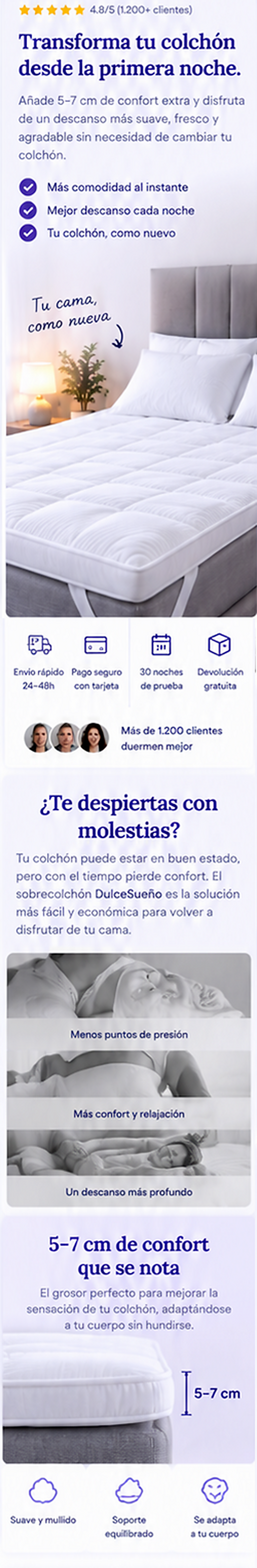 Sobrecolchón DulceSueño 5–7 cm